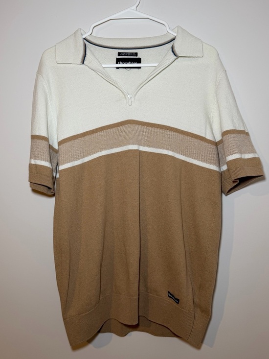 Threadbare Other - Threadbare Brown & White Colorblock Knit Polo Shirt Women’s Medium
